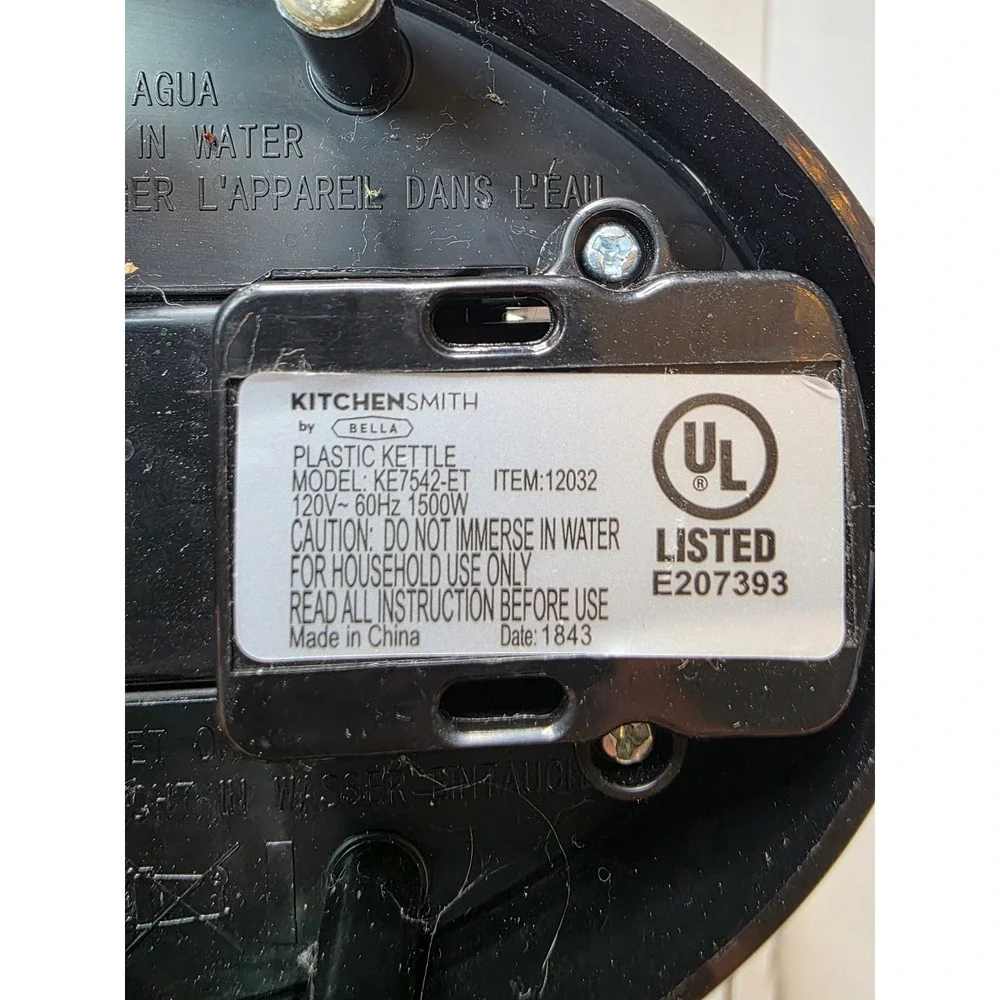 KitchenSmith by Bella Electric Kettle Replacement‎ Power Base KE7542-ET 1500W W4